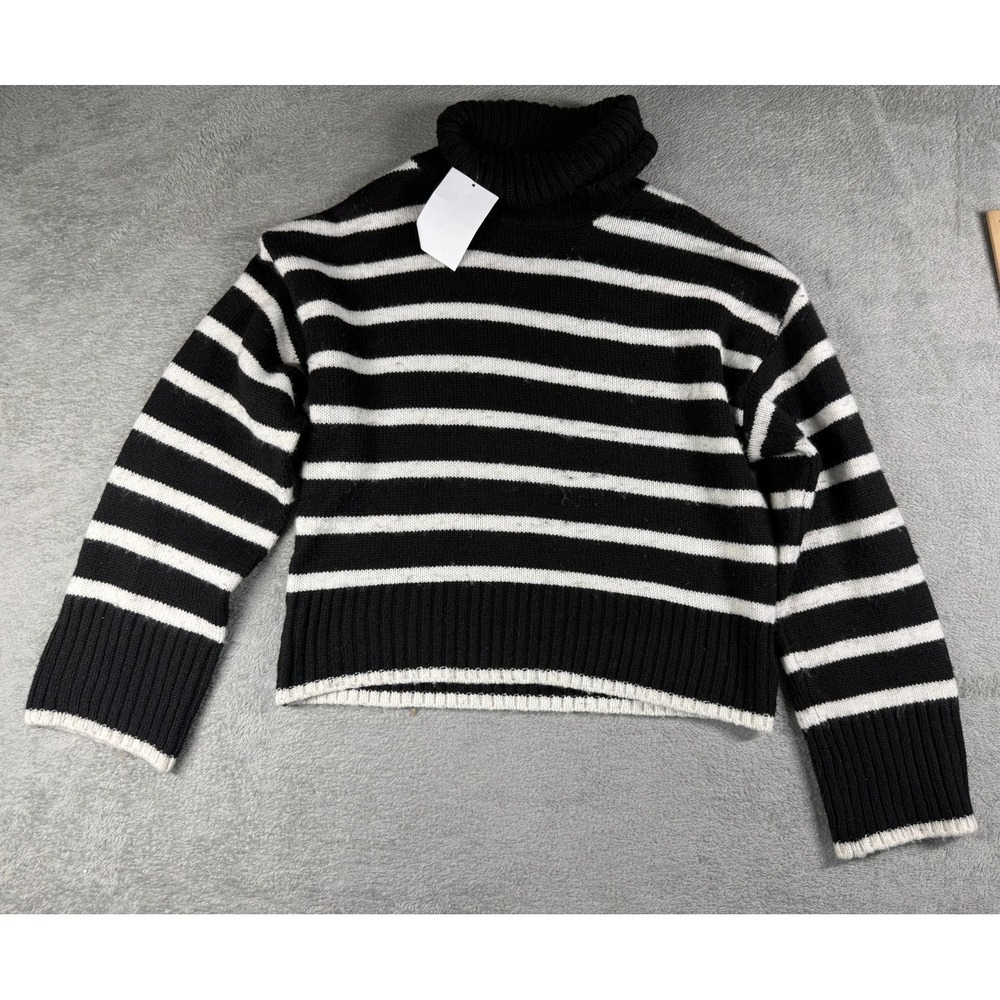 NWT Z Supply Josephine Pullover Turtleneck Sweater Black/White Stripe S